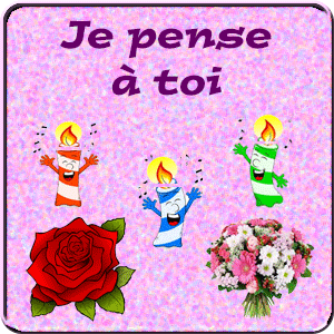 Gif animé je pense à toi bougies